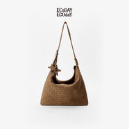 ECODAY秋冬麂皮編織包通勤托特包復(fù)古單肩斜挎hobo包女生日情人節(jié)禮物 焦糖色（大號）