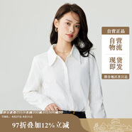 茵曼復古開(kāi)衫女裝翻領(lǐng)襯衫秋冬季薄長(cháng)袖襯衣上衣 云朵白 M