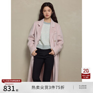 自巧（ZIQIAO）小個子正肩100%全羊毛雙面呢大衣女2023冬季新款毛呢西裝外套 櫻草粉 XXS (1碼)