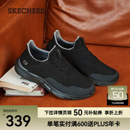 斯凱奇（Skechers）男鞋夏季百搭休閑鞋運動鞋一腳蹬減震舒適透氣網(wǎng)面鞋 全黑色/65867-BBK 45