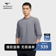 七匹狼【商場同款】長袖T恤秋新品圓領體恤衫潮流時尚休閑男裝上衣 002(黑灰) XL 175/92A