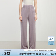 范思藍(lán)恩氣質(zhì)醋酸套裝女夏季2025新款一字領(lǐng)上衣直筒褲兩件套2132 霧光紫褲子 S