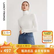 朗姿【王楚然同款】純羊毛高領(lǐng)針織衫秋冬內(nèi)搭打底上衣曠野美拉德 白色 2XL