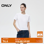 ONLY2025秋季新款簡(jiǎn)約舒適基礎純色圓領(lǐng)正肩短袖T恤女|125101058 A43 奶油白色 L (170) 88A