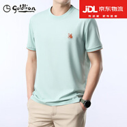 金利來（GOLDLION）短袖T恤男錦氨高彈華夫格圓領(lǐng)7A冰爽親膚圓領(lǐng)半袖體恤衫 薄荷綠 M 170/88A 100-120斤
