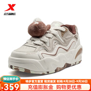 特步（XTEP）門店同款萌仔鞋板鞋女2025秋冬新款時尚百搭運動鞋舒適耐磨休閑鞋 淺灰褐/白沙灰 36