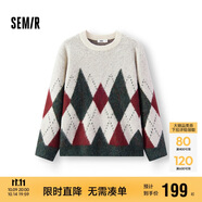 森馬（Semir）毛衫男冬季仿馬海毛格紋提花針織衫2025學(xué)院風(fēng)情侶裝109725107202