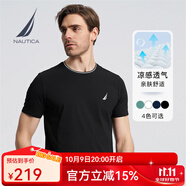 諾帝卡（NAUTICA）【單件直降】男裝春夏新款舒適親膚透氣涼感休閑短袖圓領(lǐng)T恤男 TE4101黑色0TB L