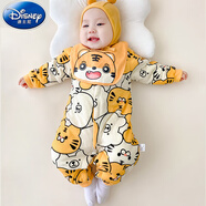 迪士尼（Disney）嬰兒連體衣加棉男女寶寶衣服秋裝棉哈衣外出秋冬季夾棉保暖薄睡衣 堆堆虎 夾棉哈衣 帶圍嘴 73cm