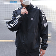 阿迪達斯 （adidas）外套男裝2025春秋季新款三葉草運動(dòng)服三條杠立領(lǐng)男士上衣夾克梭織 JL8396黑色 L 推薦155-175斤