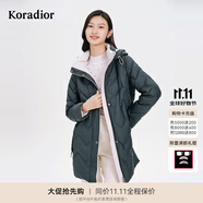 珂萊蒂爾[高克重]鵝絨中長款保暖羽絨外套御寒洋氣羽絨服女 灰青黃 M
