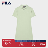 FILA 斐樂(lè )官方女子針織連衣裙時(shí)尚修身POLO領(lǐng)短袖裙子 淺菁綠-LG M (165) 84A