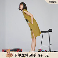 LALABOBO【商場(chǎng)款】側(cè)開叉性感連衣裙女純棉寬松顯瘦無(wú)袖短裙L21B-WLZY20 綠色 S