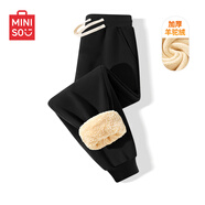 名創(chuàng  )優(yōu)品（MINISO）褲子男秋冬季加絨小腳衛褲青少年運動(dòng)潮流百搭休閑長(cháng)褲 黑 L 
