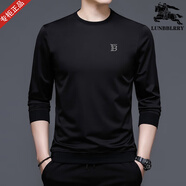 B PRORSUM巴寶莉2025秋冬季新款長(cháng)袖T恤商務(wù)休閑純色圓領(lǐng)打底衫男士 黑色 4XL 190【建議體重181-200斤】