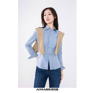 阿瑪施（AMASS）品質(zhì)女裝經(jīng)典百搭通勤簡(jiǎn)約時(shí)尚百搭條紋長(cháng)袖襯衫女530022 藍色條紋 L (4碼)