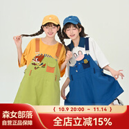 森女部落原創(chuàng)瘋狂動物城學生休閑背帶短褲萌趣風穿搭2023新款 綠色（單件） S