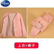 迪士尼品牌兒童內(nèi)膽棉衣男童女童內(nèi)穿棉服中大童校服神器寶寶保暖小棉襖 粉色套裝 130 適合115-125cm