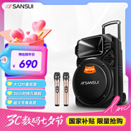 山水（SANSUI）戶(hù)外k歌專(zhuān)用拉桿音響廣場(chǎng)舞智能音箱專(zhuān)業(yè)設備移動(dòng)便攜式藍牙播放器SS6-12電木吉他民謠樂(lè )器音箱