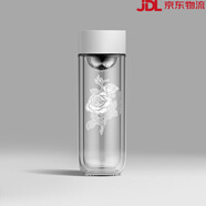 雷德夫（LEIDFOR） G5【花卉系列】雙層玻璃杯女士泡茶杯子水杯 天際白玫瑰320ml