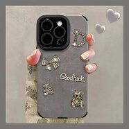 OPPO瞳眼毛皮簡約小熊適用蘋果16promax手機殼iphone15/14瞳眼華為mate60pro新P70氣質OPPOReno12/VIVO 瞳眼灰毛皮純売+小熊蝴蝶結貼件 iPhone_XS_M