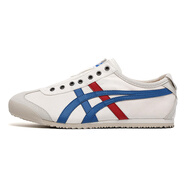 Onitsuka Tiger鬼?；⒛信荒_蹬懶人帆布德訓鞋阿甘小白鞋 白蘭紅(帆布不系帶) 35