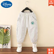 迪士尼（Disney）中小兒童裝夏裝男童薄款防蚊褲新款夏季寶寶運(yùn)動(dòng)男孩休閑長(zhǎng)褲 白色標(biāo)綠豎條防蚊褲 90cm建議身高80厘米 均碼