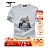 七匹狼（SEPTWOLVES）短袖T恤男夏季圓領(lǐng)字母LOGO刺繡打底衫男裝潮流休閑涼感男裝上衣 005(淺灰) XL (175)