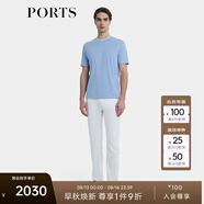 PORTS寶姿男裝2024棉混紡四面彈珠地肌理休閑短袖T恤 藍色 M