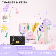 CHARLES&KEITH經(jīng)典菱格鏈條小方單肩斜挎包包女包生日禮物七夕禮物CK2-70160131 Black黑色 小包