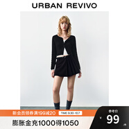 UR秋季新款女裝曠野美拉德百搭修身針織開衫UWB940014 黑色 S