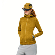 FPA修身戶(hù)外運動(dòng)抓絨拉鏈開(kāi)衫夾克 潮流休閑春秋連帽短款顯瘦外套女 姜黃色 S