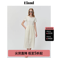 ELAND衣戀圓領(lǐng)連衣裙女氣質(zhì)優(yōu)雅芭蕾收腰裙子夏新款 乳白色(64)Cream M 165