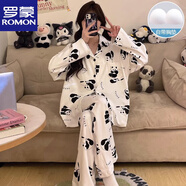 羅蒙（ROMON）睡衣女春秋款長(zhǎng)袖2025新款冬季套裝卡通可愛(ài)感女士夏天家居服 SSM-2026【自帶胸墊】# M 【75-100斤】