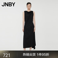 JNBY/江南布衣春夏連衣裙女設計感不規則領(lǐng)無(wú)袖氣質(zhì)優(yōu)雅OL風(fēng)5O4G11690 001/本黑 S