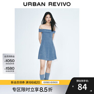 UR2025春季新款女裝氣質(zhì)一字領(lǐng)短款修身連衣裙UYY750042 藍(lán)色 (修身款) XS