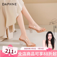 達(dá)芙妮官方 透明高跟涼鞋女2025夏季新款拖鞋女外穿高跟鞋性感涼鞋女款 膚色 水晶跟【跟高8cm】 38