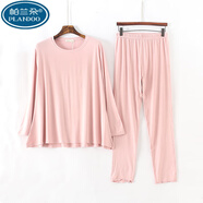帕蘭朵女莫代爾24長(cháng)袖家居服套裝秋衣秋褲睡衣寬松大碼秋冬胖孕婦月子服 韓國粉 S(80-100斤)