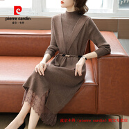 皮爾卡丹（pierre cardin）品牌高檔輕奢中年媽媽春秋洋氣針織連衣裙2025中老年女時(shí)尚氣質(zhì)打 品牌高端新品-咖色 M 建議85-105斤