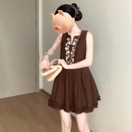億姿萱法式度假波西米亞吊帶吊帶裙子女夏季2025新款小個(gè)子氣質(zhì)長(zhǎng)裙 [咖色]短款C7L55990[盛夏流行風(fēng) 40/45kg/S 均碼