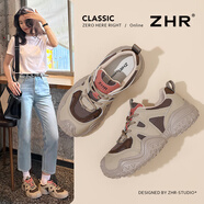 ZHR登山鞋女春秋戶外運(yùn)動鞋女輕便厚底休閑女鞋 KD03 棕粉 38
