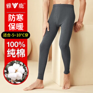 雅鹿男士秋褲男純棉秋冬季薄款打底全棉毛線(xiàn)褲冬天青年襯褲不加絨保暖 深麻灰（單條裝） 2XL 【建議125-155斤】