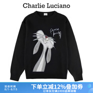 Charlie Luciano小兔毛衣黑色秋冬新款可愛小眾潮流潮牌情侶男女同款cl上衣潮 黑色 M