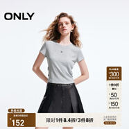 ONLY2025秋季新款時髦設(shè)計感蝴蝶結(jié)正肩短款短袖T恤女|125101039 G41 淺花灰 S (160) 80A