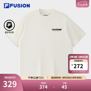 FILA FUSION斐樂(lè )潮牌男士針織短袖衫2025夏季新款休閑寬松純棉T恤 云白色-WT 2XL 185/104A/XXL