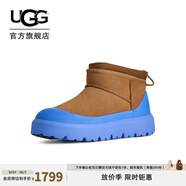 UGG秋季新款男女同款舒適保暖厚底經(jīng)典超短靴休閑雪地靴 1174196 CBG | 栗色/天藍(lán)色 42