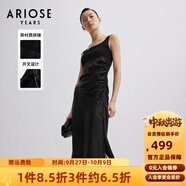 艾諾絲雅詩(shī)【商場(chǎng)同款】春秋新品收腰抽褶時(shí)尚拼接吊帶連衣裙30329813A 黑色 M