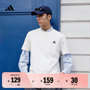 adidas情侶休閑純棉上衣圓領(lǐng)短袖T恤男女夏季阿迪達(dá)斯官方輕運(yùn)動(dòng) 米白 XL