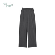片斷休閑褲女2025夏季新款松緊腰遮胯面膜褲彈力垂感慵懶風(fēng)直筒褲 深灰 M