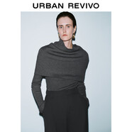 UR2025冬季新款女裝格雷系假兩件披肩長(cháng)袖針織衫UWG950184